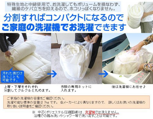 ふとん工場サカイ ウォシュロン 完全分割 着脱式 洗える敷布団 シングルサイズの商品画像4 