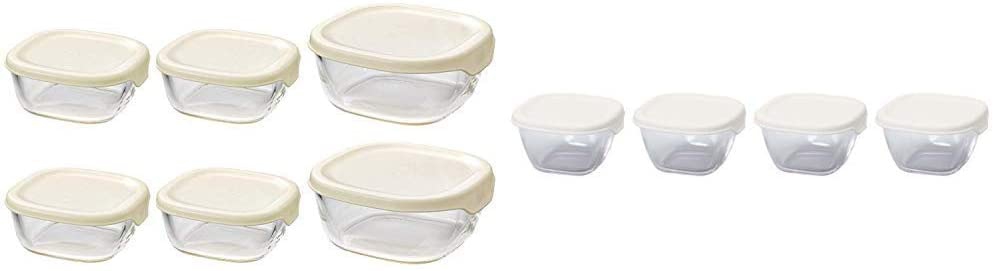 HARIO(ハリオ) 耐熱ガラス製保存容器3個セット×2 + 耐熱ミニ角小鉢4個セットの商品画像サムネ1 