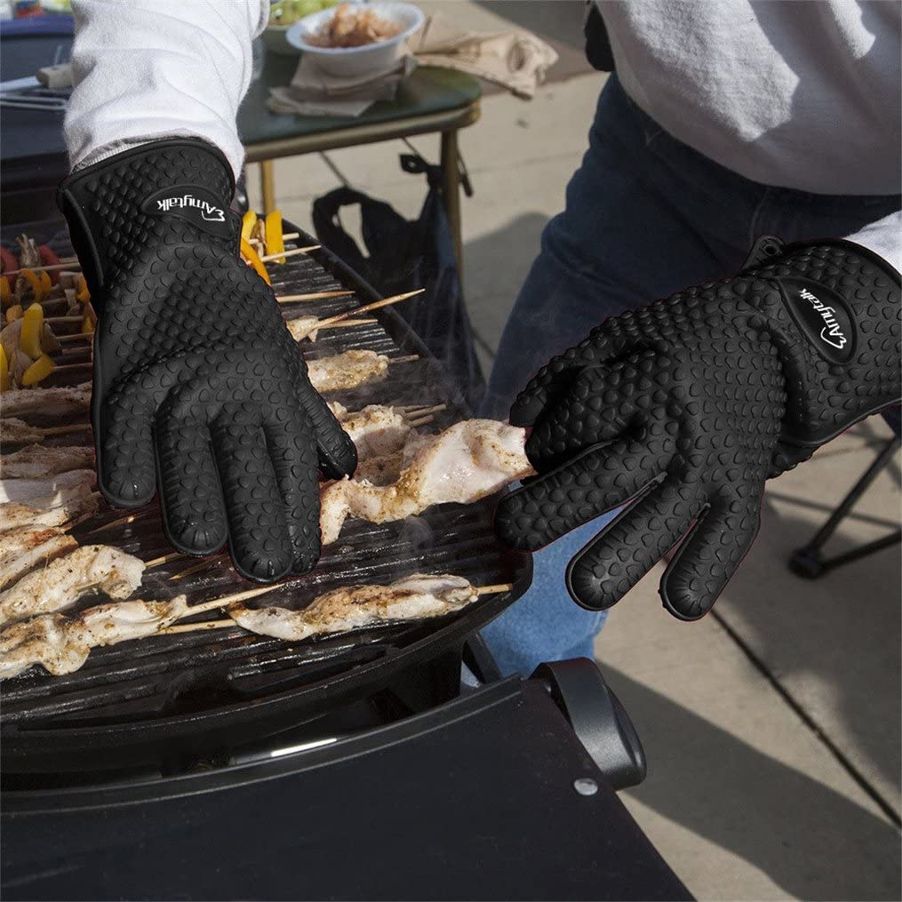 AmyTalk(アミートーク) 耐熱シリコン手袋 5本指キッチン手袋 (ブラック)の商品画像6 