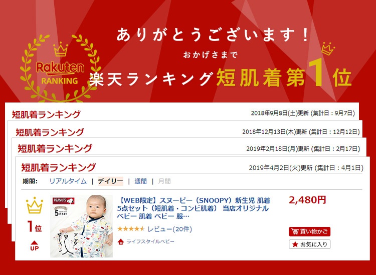 LIFE STYLE BABY(ライフスタイルベビー) スヌーピー新生児肌着 S70992の商品画像9 