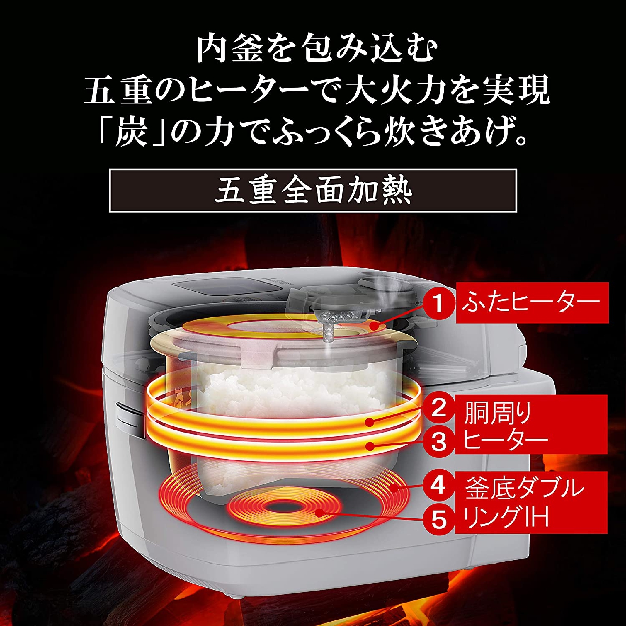 三菱電機(MITSUBISHI ELECTRIC) 備長炭炭炊釜  NJ-VV108の商品画像サムネ3 