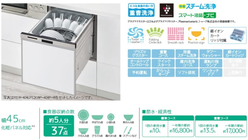 Rinnai(リンナイ) 食器洗い乾燥機スライドオープンタイプ RSW-404LP グレーの商品画像2 