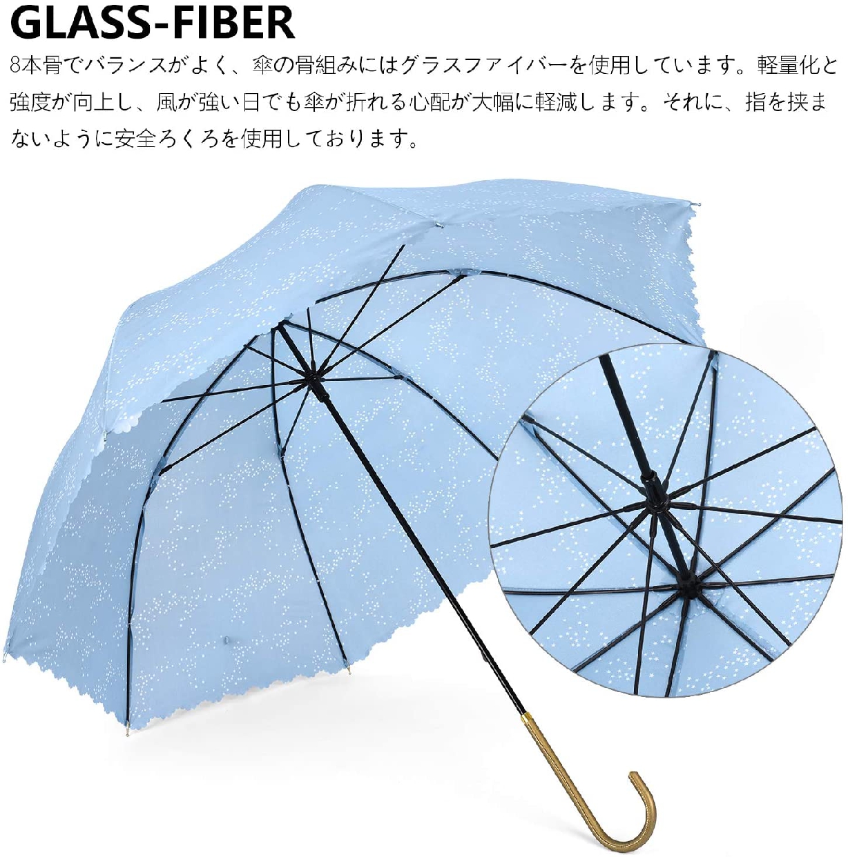 Bibury 新強化グラスファイバー傘骨 長傘の商品画像4 