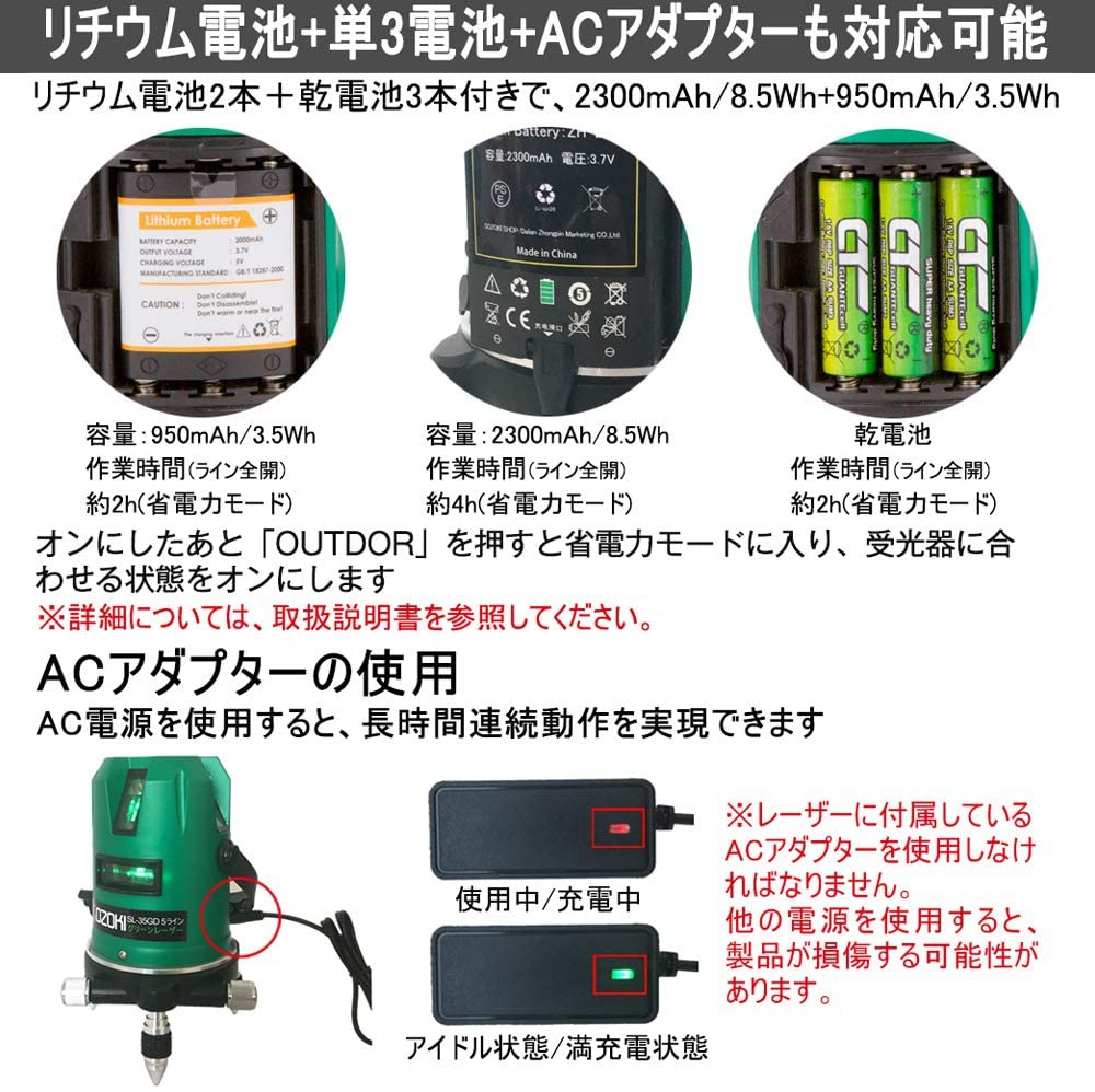SOZOKI(ソゾキ) 5ライングリーンレーザー墨出し器 SL-35GDの商品画像5 