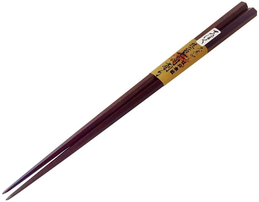 江戸木箸(エドキバシ) サティーネ 七角削り 23.5cm 赤茶