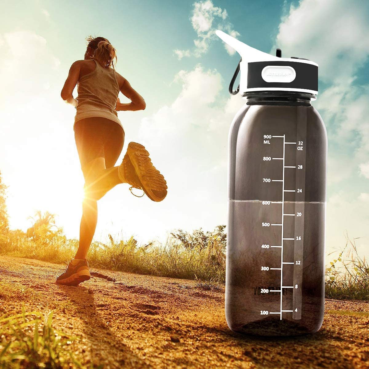 BOTTLED JOY(ボトルジョイ) ストローボトル BPA FREE 1L ブラックの商品画像2 