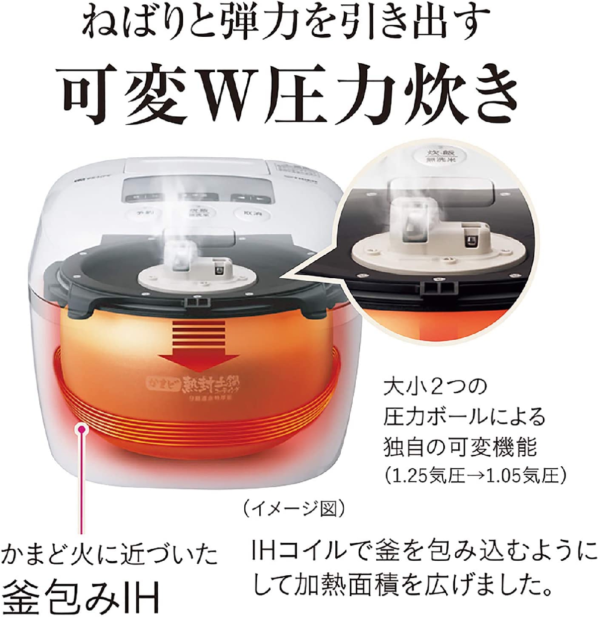 タイガー魔法瓶(TIGER) 圧力IHジャー炊飯器 JPC-G100-WAの商品画像サムネ2 