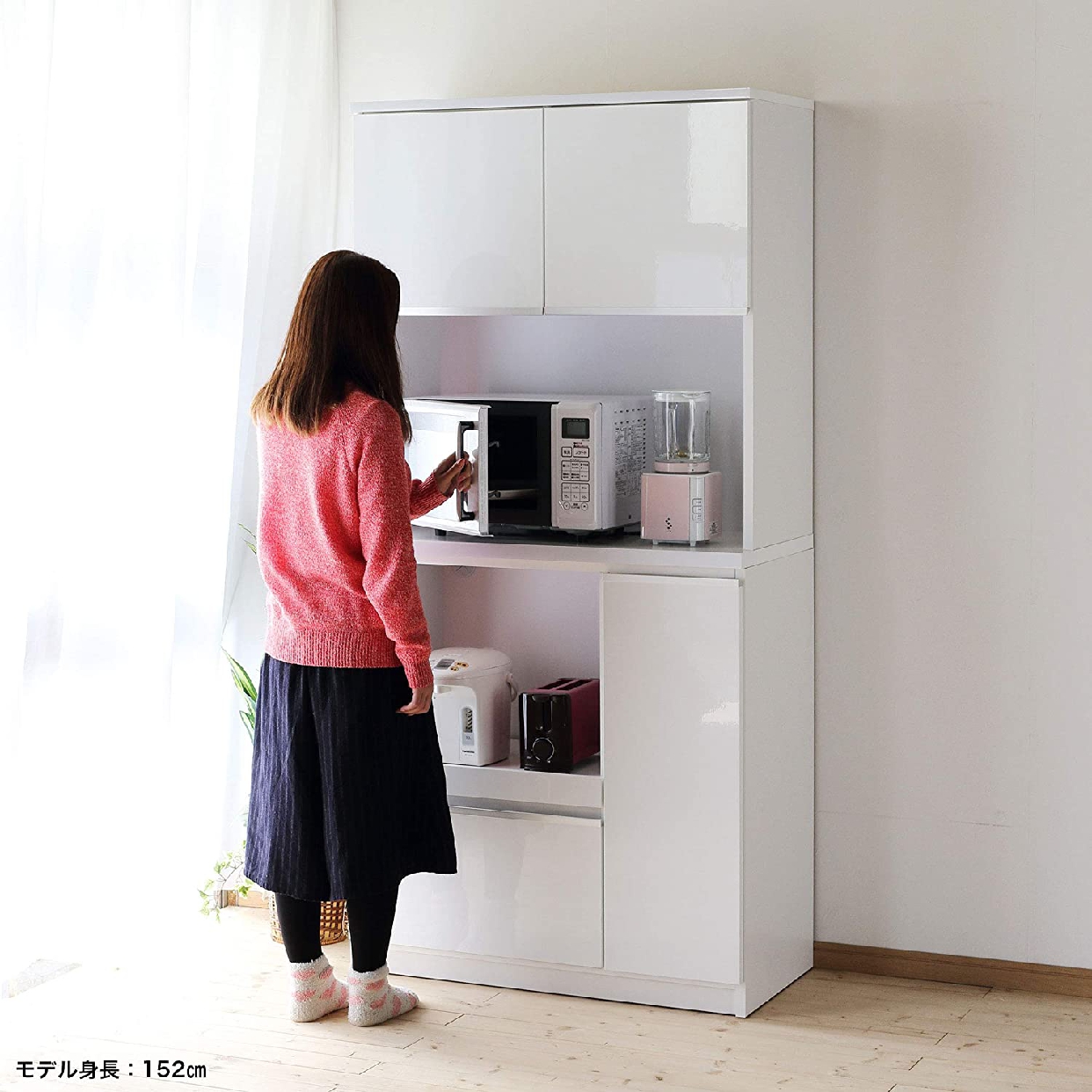 ナポリ レンジ台 食器棚コンセント付 完成品 幅88.8cmの商品画像9 