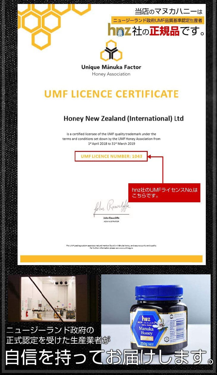 HONEY NEW ZEALAND(ハニーニュージーランド) UMF 10+ Manuka Honeyの商品画像3 