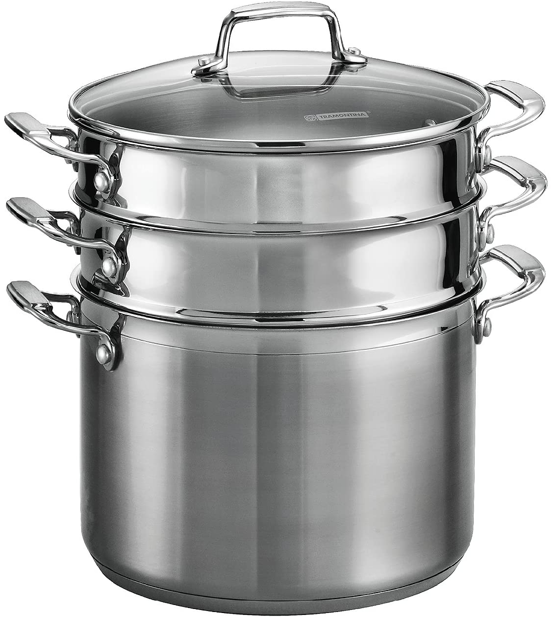 Tramontina(トラモンティア) Gourmet Tri-ply Base Stainless Steel 4-Piece 8-Quart Multi-Cooker シルバーの商品画像2 