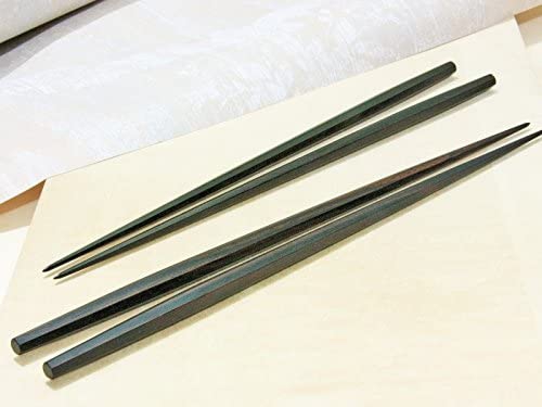 江戸木箸(エドキバシ) 極上七角利久箸　縞黒檀(箸先乾漆仕上げ）の商品画像4 