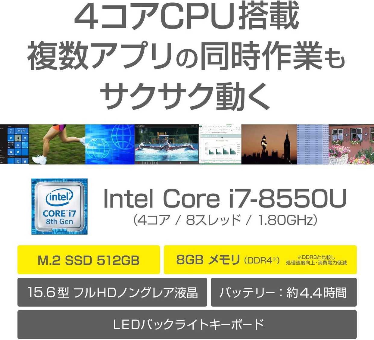 mouse(マウスコンピューター) 15.6型ノートPC m-Book K700XN-M2SH5の商品画像4 