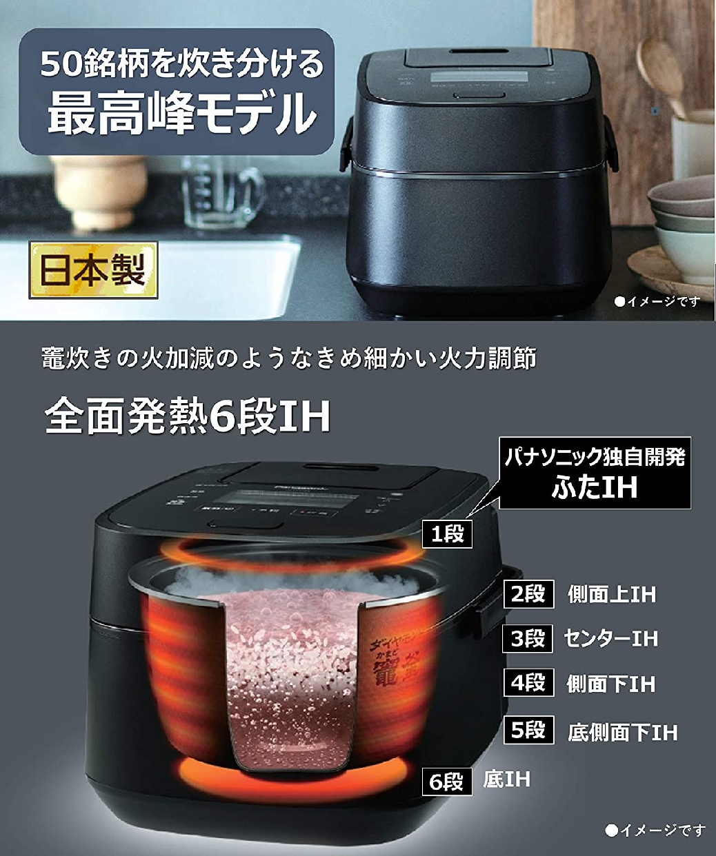 Panasonic(パナソニック) スチーム&可変圧力ＩＨジャー炊飯器 SR-VSX109 ブラックの商品画像2 