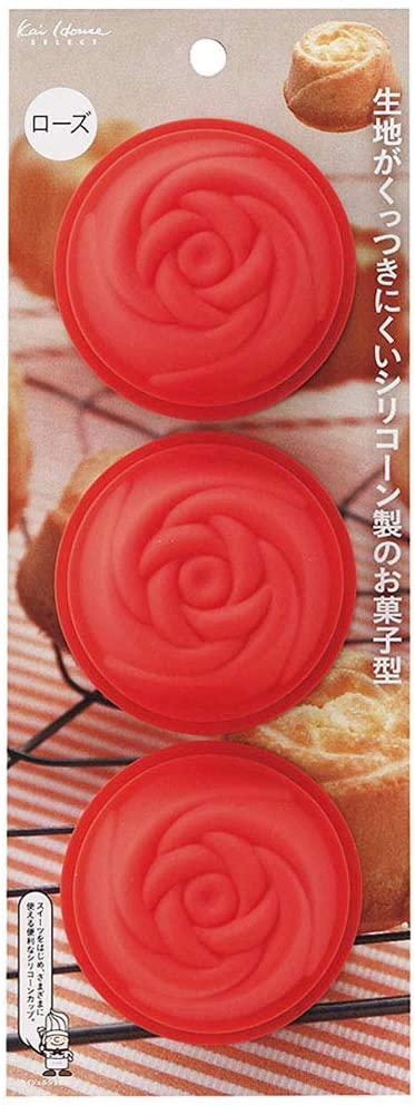 Kai House SELECT(カイハウスセレクト) 生地がくっつきにくいシリコーン製のお菓子型(ローズ)レッド DL6242の商品画像サムネ8 