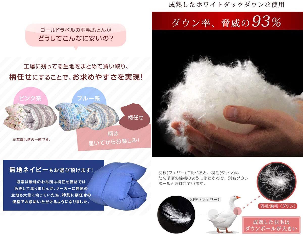 タンスのゲン 羽毛布団 3910009700の商品画像3 