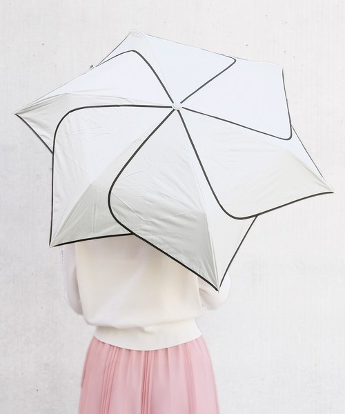 STRAWBERRY-FIELDS(ストロベリーフィールズ) モノトーンフラワー折り畳み晴雨兼用傘の商品画像1 