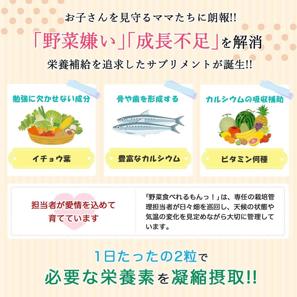 こどもの成長サポートサプリ 野菜食べれるもんっ！の商品画像3 
