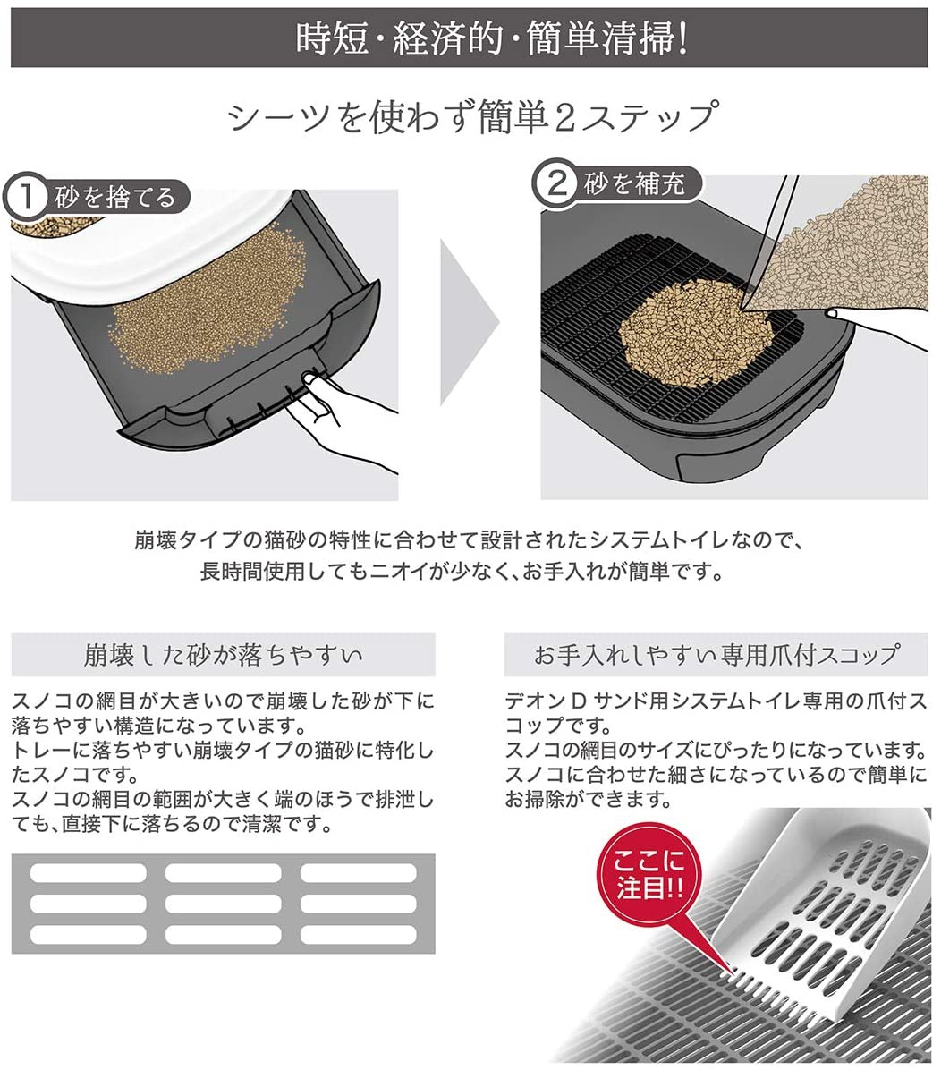 Petio(ペティオ) 猫システムトイレセット トイレに流せる猫砂デオンDサンド入りの口コミ・評判はどう？実際に使ったリアルな本音レビュー0件 |  モノシル