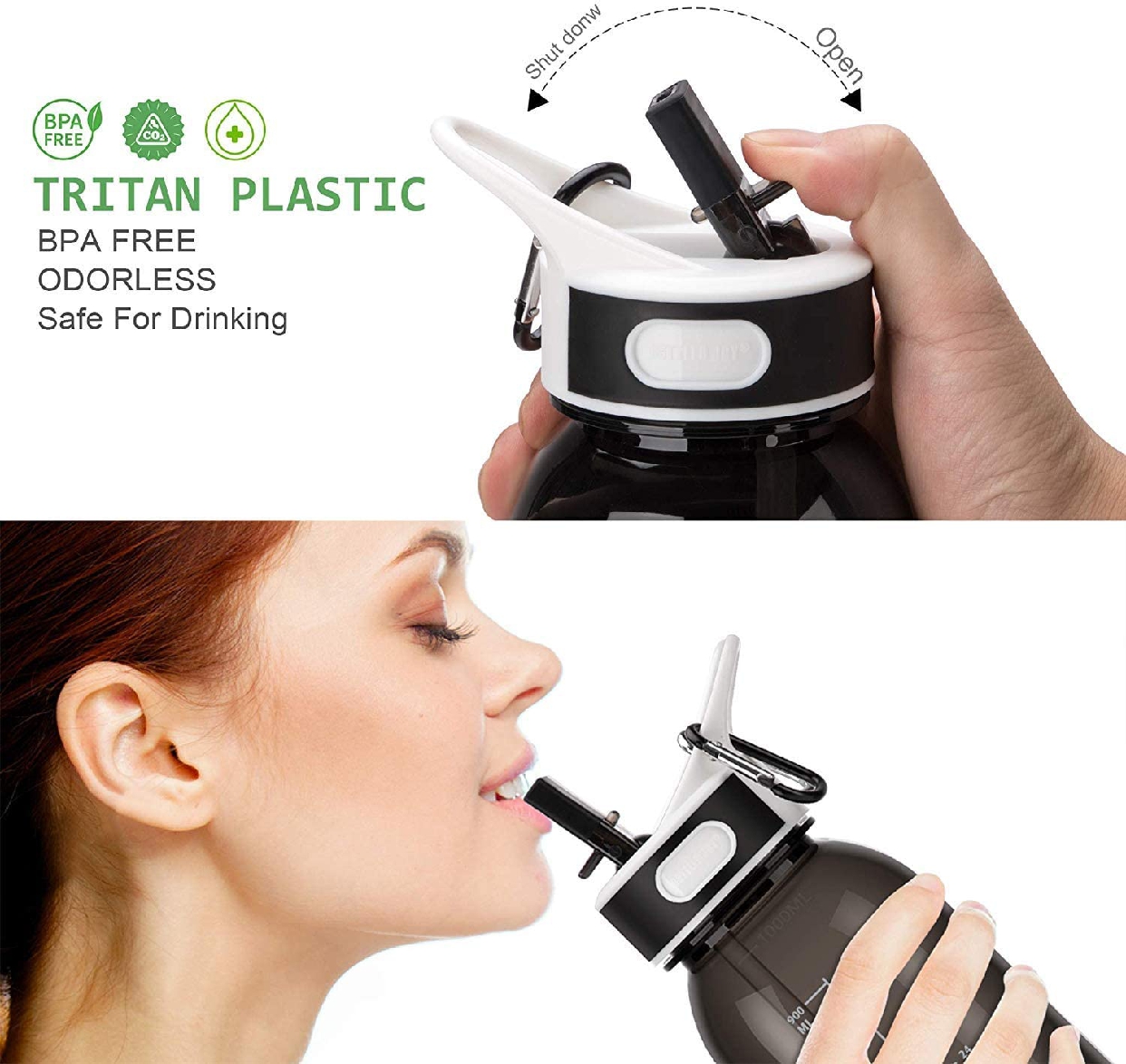 BOTTLED JOY(ボトルジョイ) ストローボトル BPA FREE 1L ブラックの商品画像6 