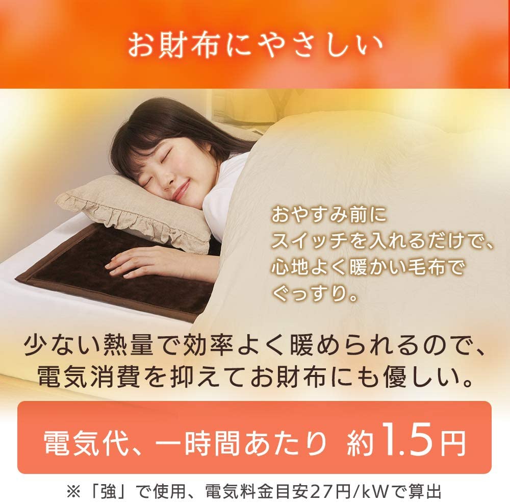 IRIS OHYAMA(アイリスオーヤマ) 電気毛布 フランネル調 EHB-F1480-LTの商品画像5 