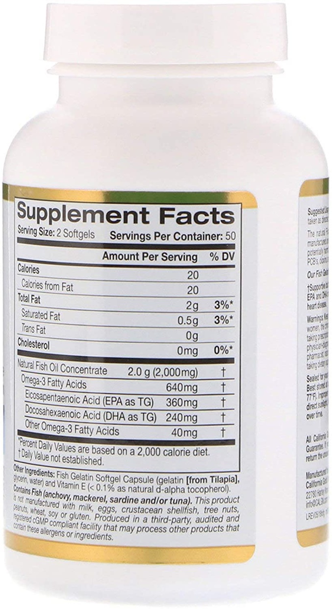 California Gold Nutrition(カリフォルニア ゴールド ニュートリション) オメガ3 プレミアムフィッシュオイルの商品画像2 