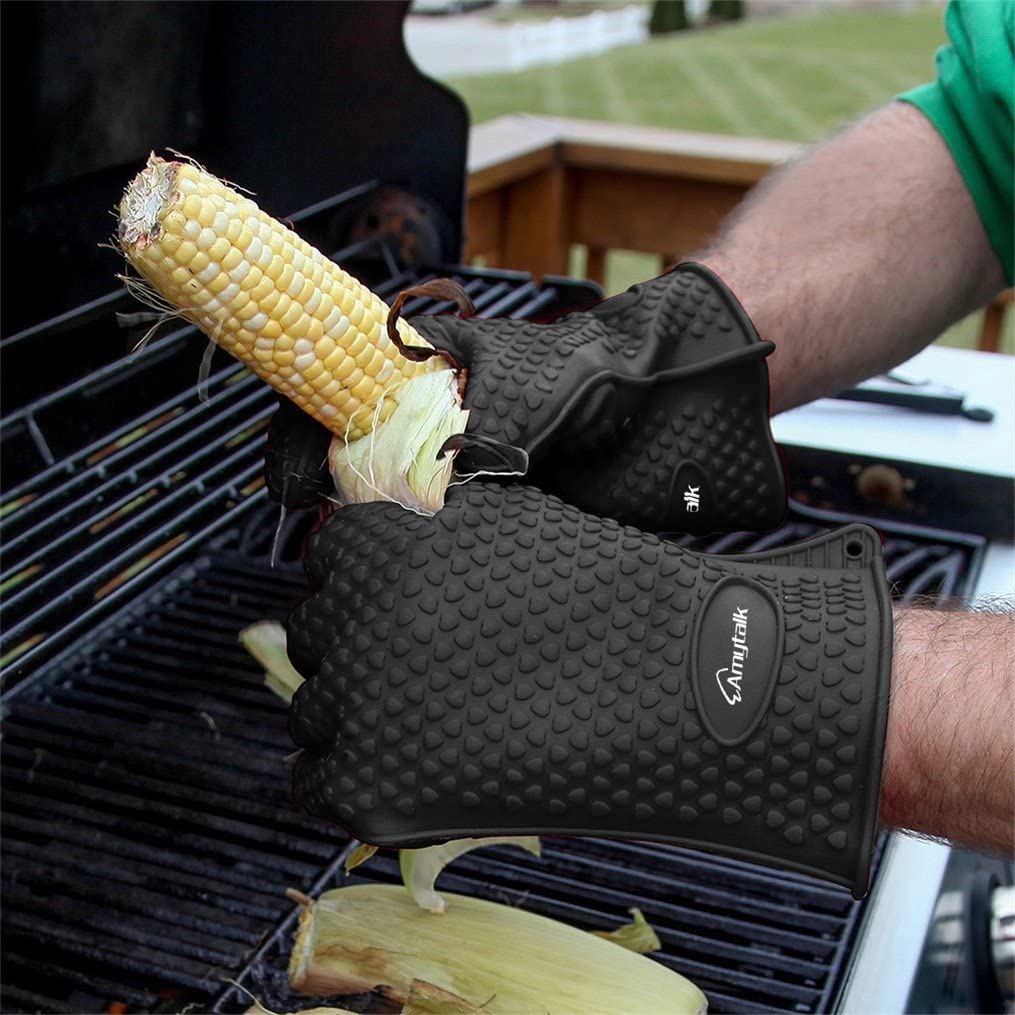 AmyTalk(アミートーク) 耐熱シリコン手袋 5本指キッチン手袋 (ブラック)の商品画像4 