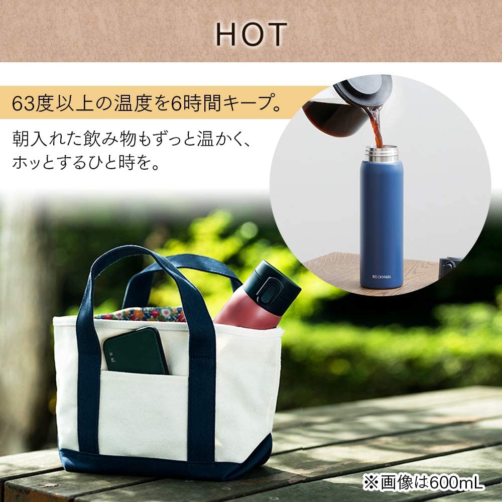 IRIS OHYAMA(アイリスオーヤマ) ステンレスケータイボトル ワンタッチ SB-O500 アッシュピンクの商品画像7 