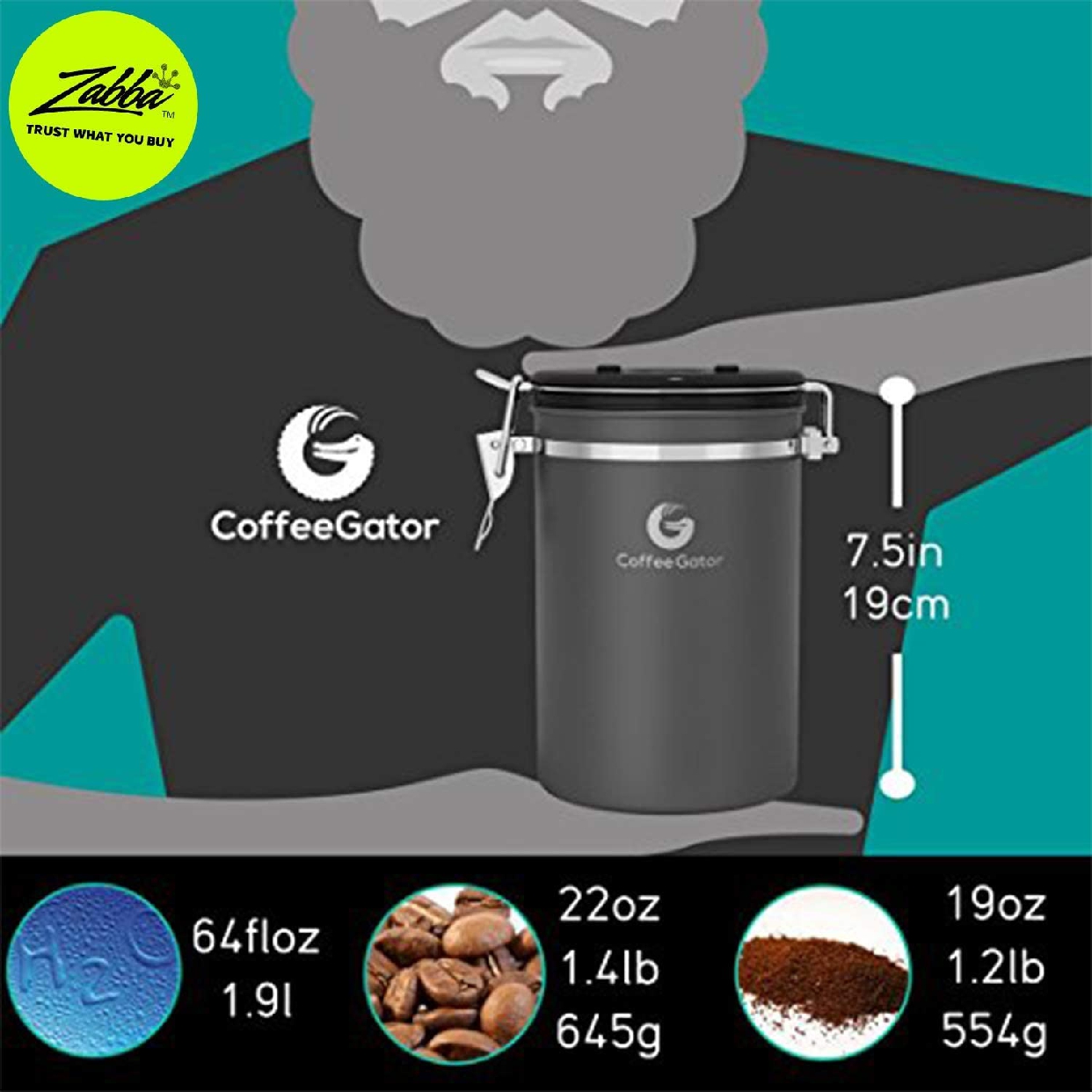 Coffee Gator(コーヒーゲーター) ステンレススチール コーヒーキャニスター 2-packの商品画像サムネ2 