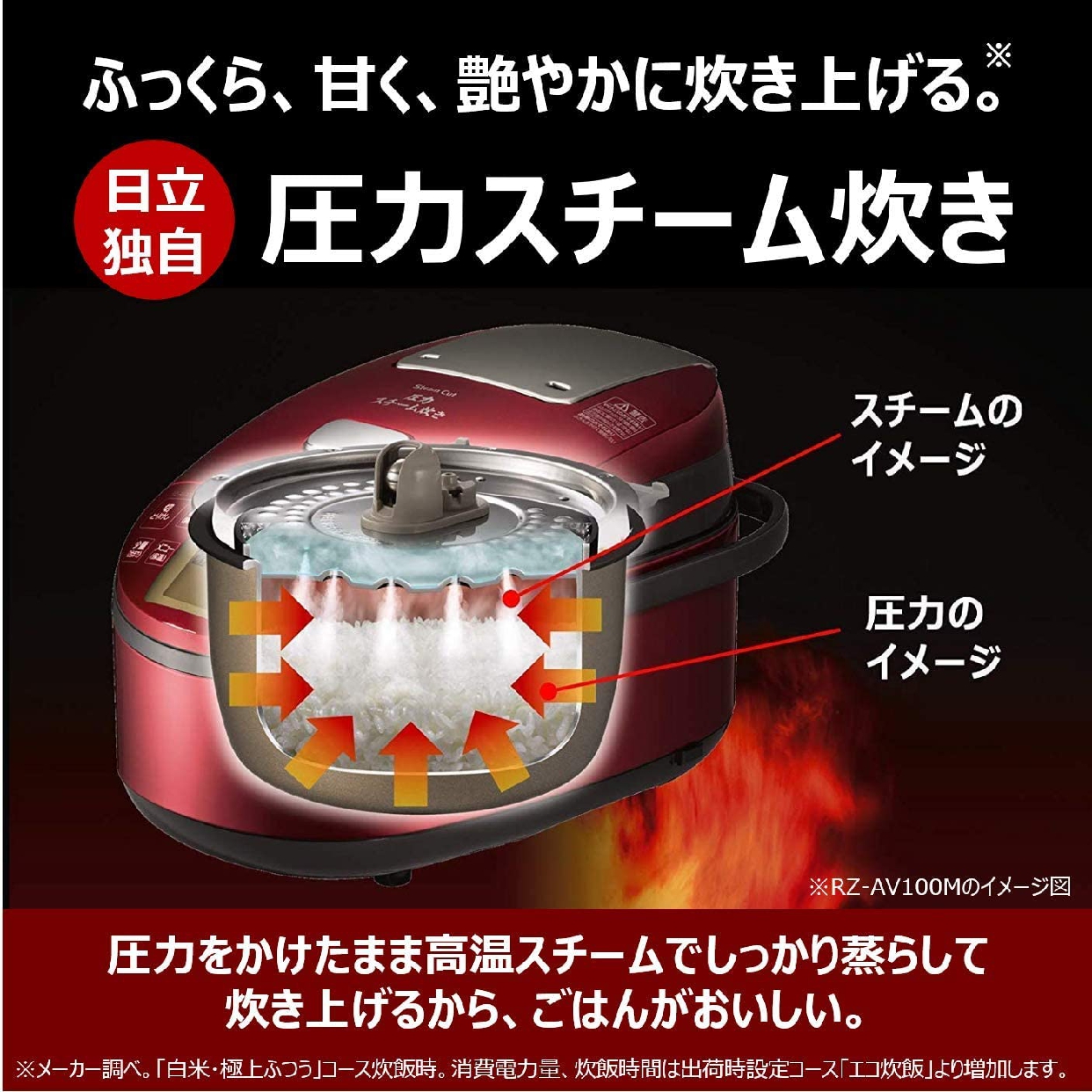 日立(HITACHI) IHジャー炊飯器 RZ-AV100M R メタリックレッドの商品画像3 