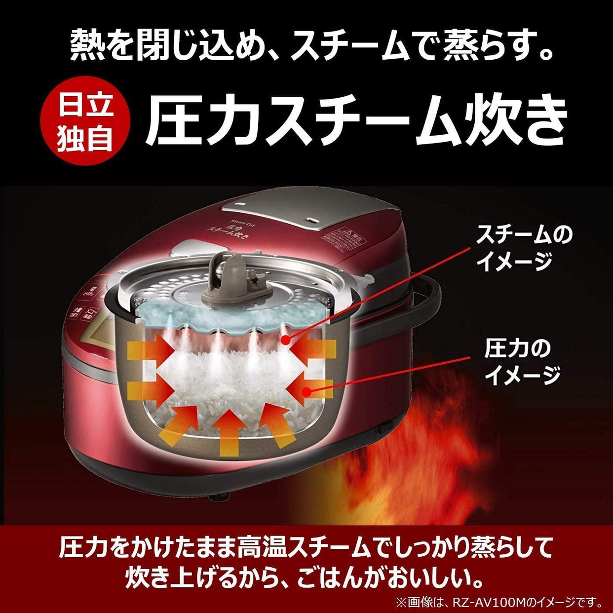 日立(HITACHI) 圧力スチーム炊き ふっくら御膳 RZ-AX10Mの商品画像3 