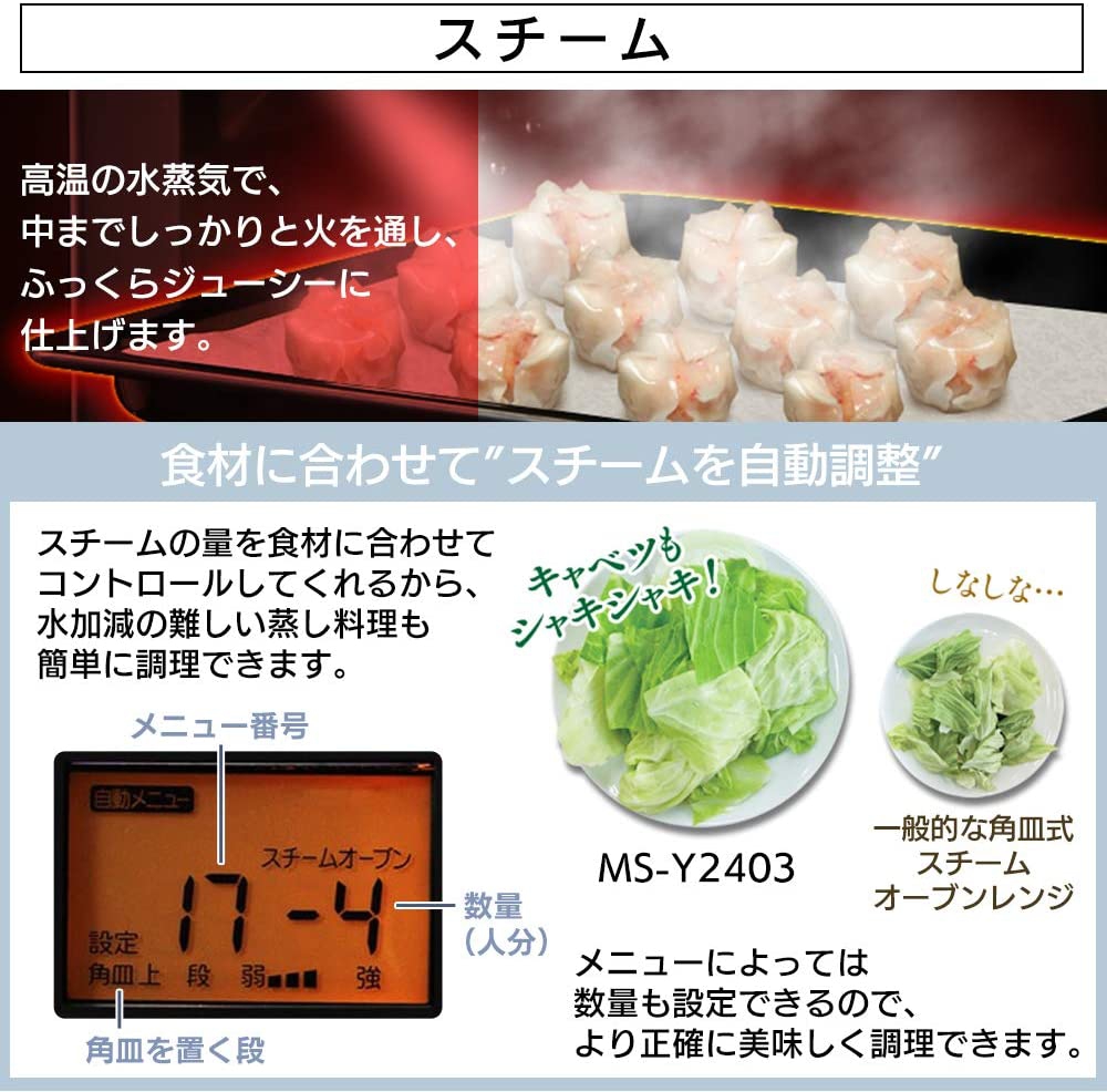 IRIS OHYAMA(アイリスオーヤマ) スチーム流水解凍オーブンレンジ MS-Y2403の商品画像3 