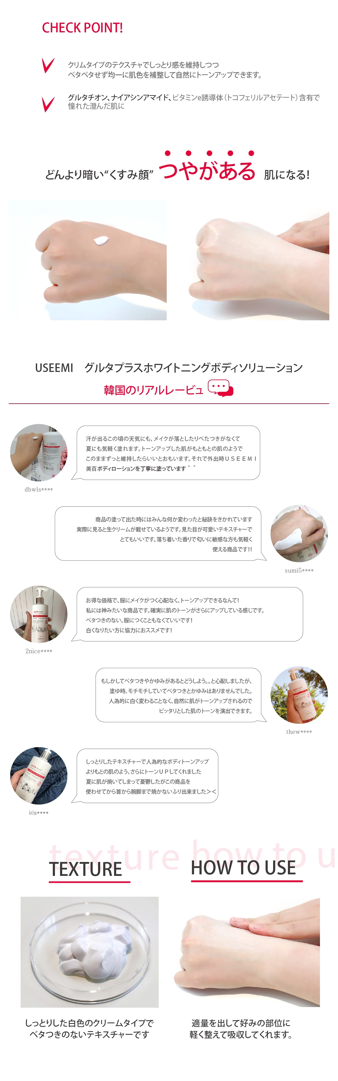 Useemi(ユシミ) グルタプラスホワイトニングボディソリューションの商品画像サムネ4 