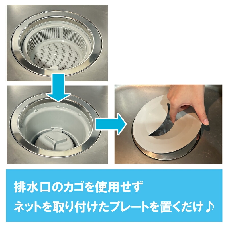 HAISUIKO キッチン排水口ゴミ受けネット取り付けプレート 防臭ふたセットの商品画像3 