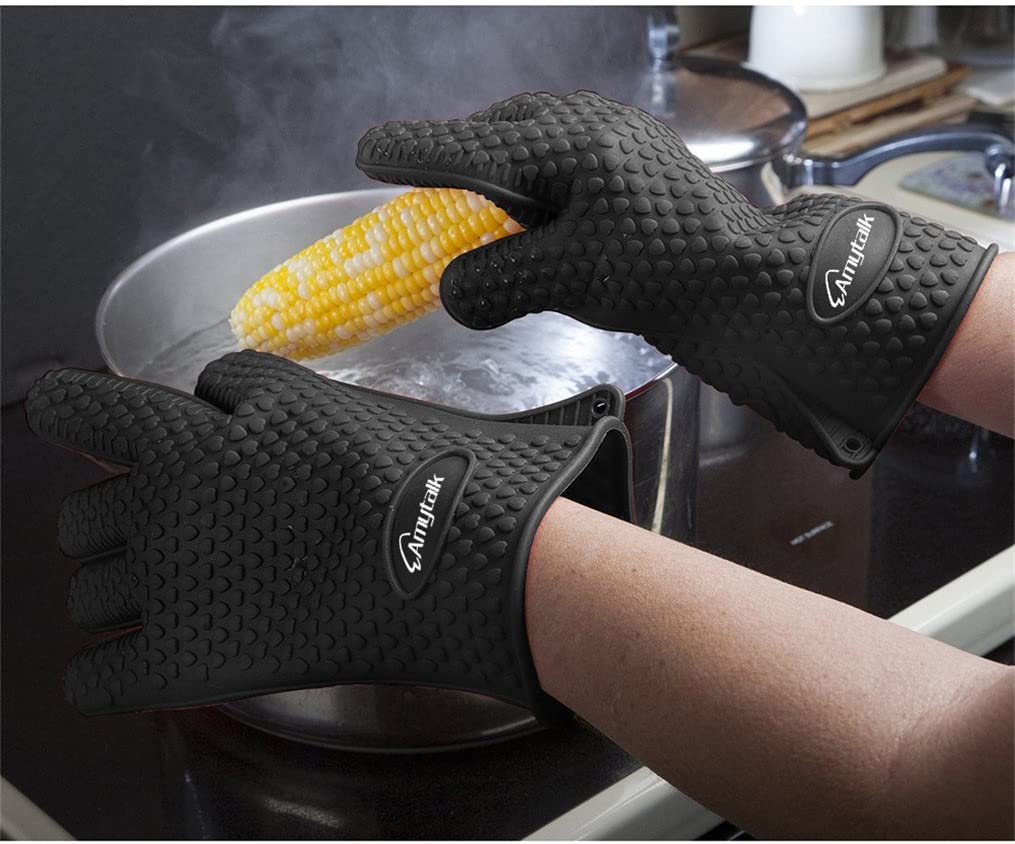 AmyTalk(アミートーク) 耐熱シリコン手袋 5本指キッチン手袋 (ブラック)の商品画像8 