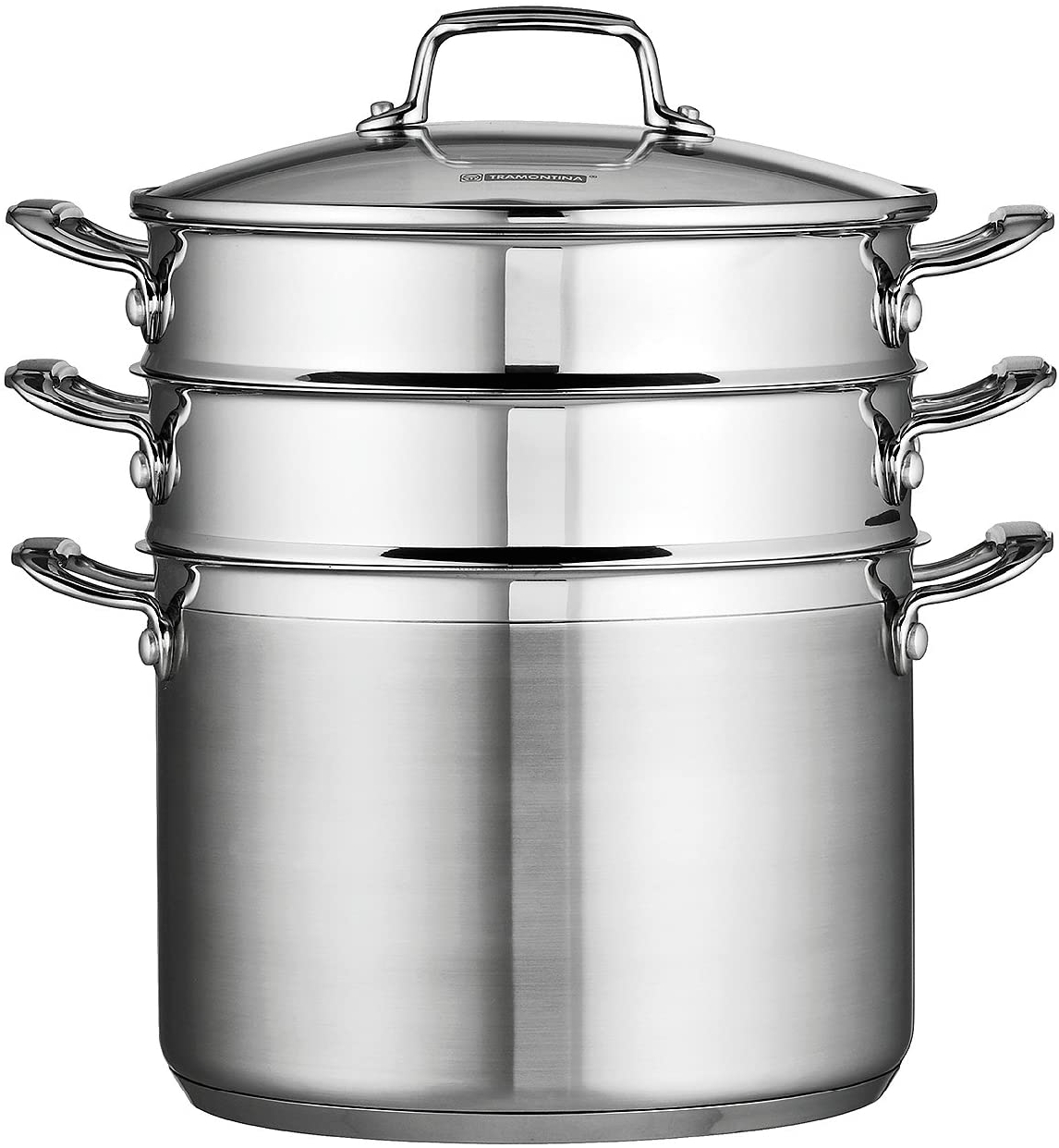 Tramontina(トラモンティア) Gourmet Tri-ply Base Stainless Steel 4-Piece 8-Quart Multi-Cooker シルバーの商品画像サムネ3 