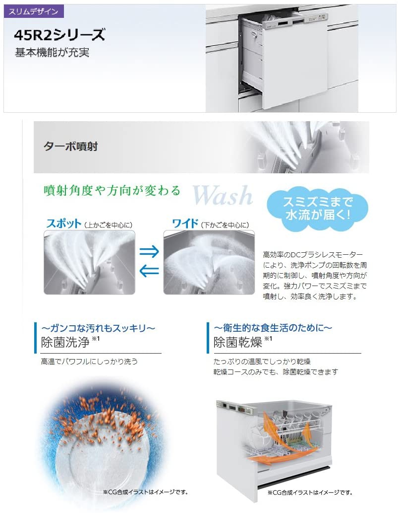 三菱電機(MITSUBISHI ELECTRIC) EW-45R2S (ビルトイン食器洗い乾燥機)の商品画像2 